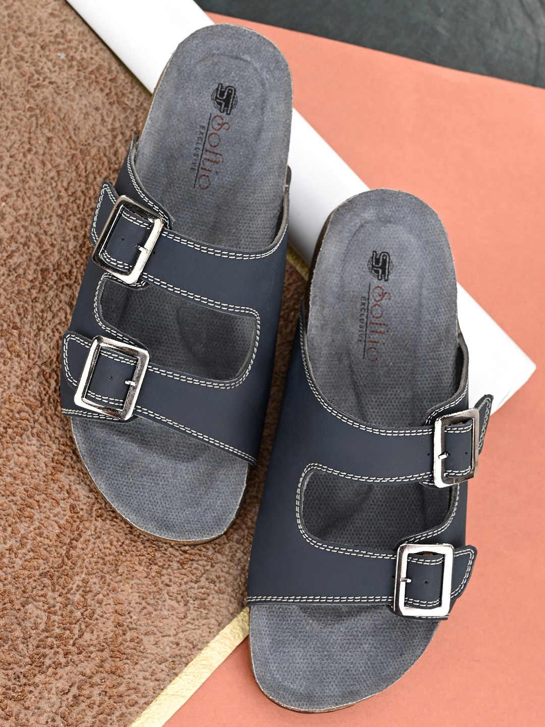 

SOFTIO Men Blue Slip-On Comfort Sandals