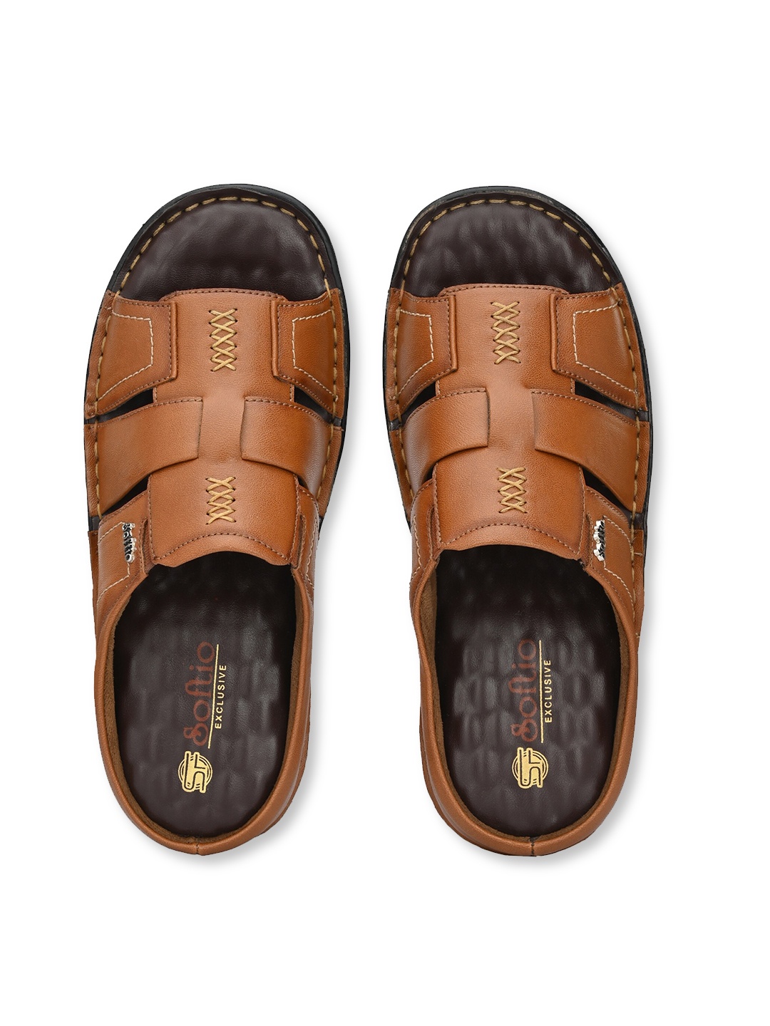 

SOFTIO Men Tan & Brown Comfort Sandals