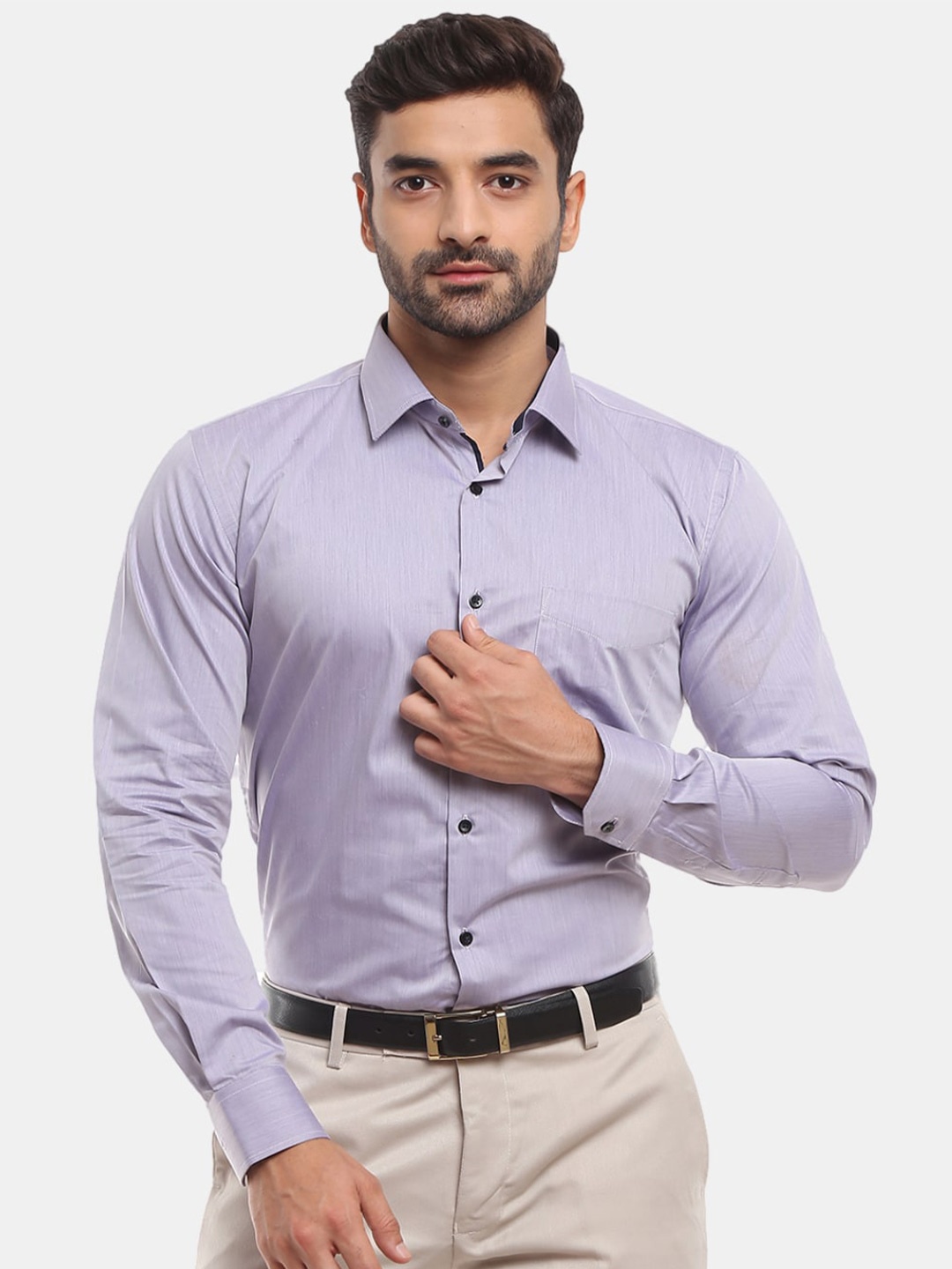 

V-Mart Men Purple Striped Formal Shirt