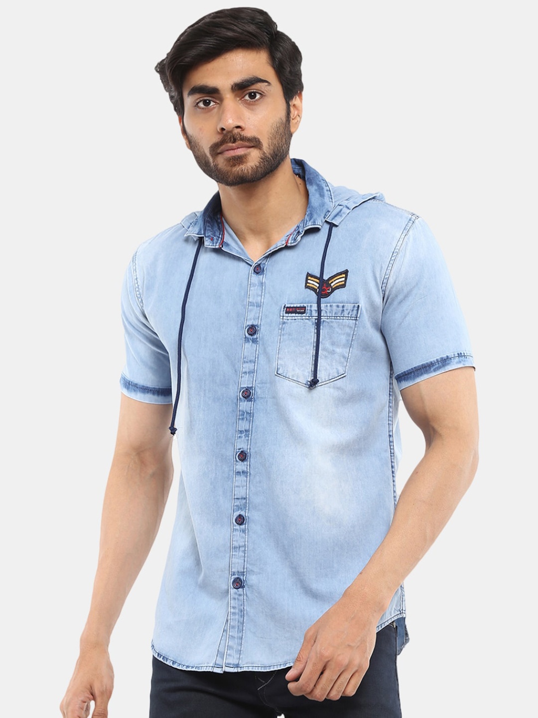 

V-Mart Men Blue Slim Fit Faded Casual Shirt