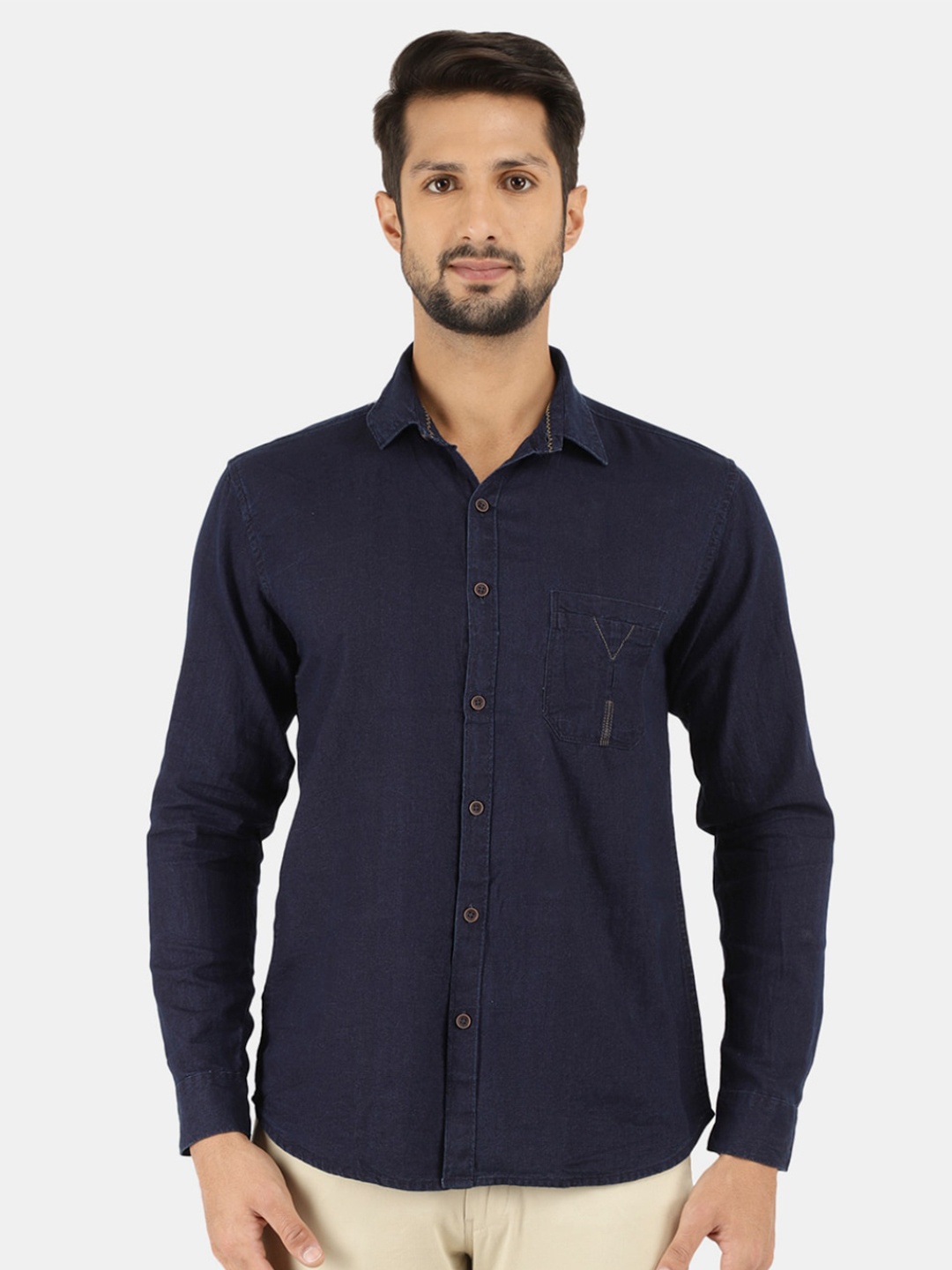 

V-Mart Men Navy Blue Slim Fit Casual Shirt