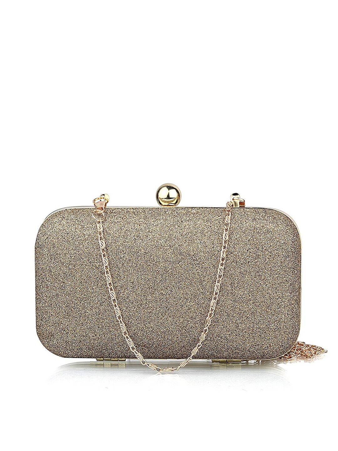 

Style SHOES Brown & Gold-Toned Embroidered Box Clutch