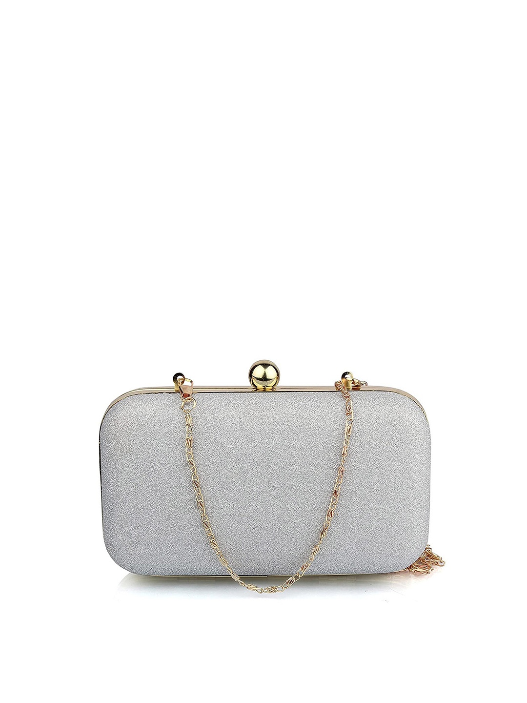 

Style SHOES Grey & Gold-Toned Box Clutch