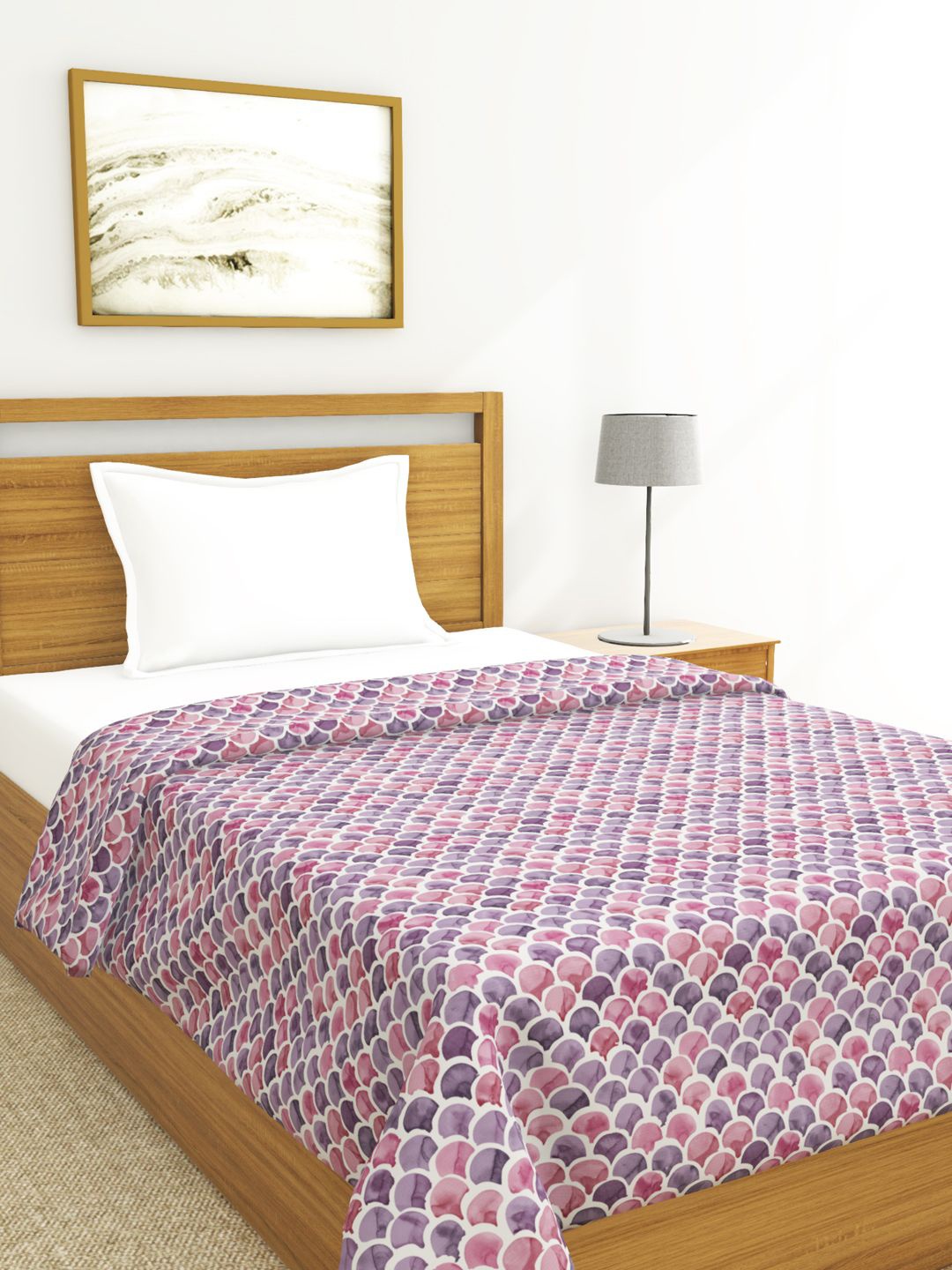 

BIANCA Pink & Purple AC Room 150 GSM Pure Cotton Single Bed Quilt