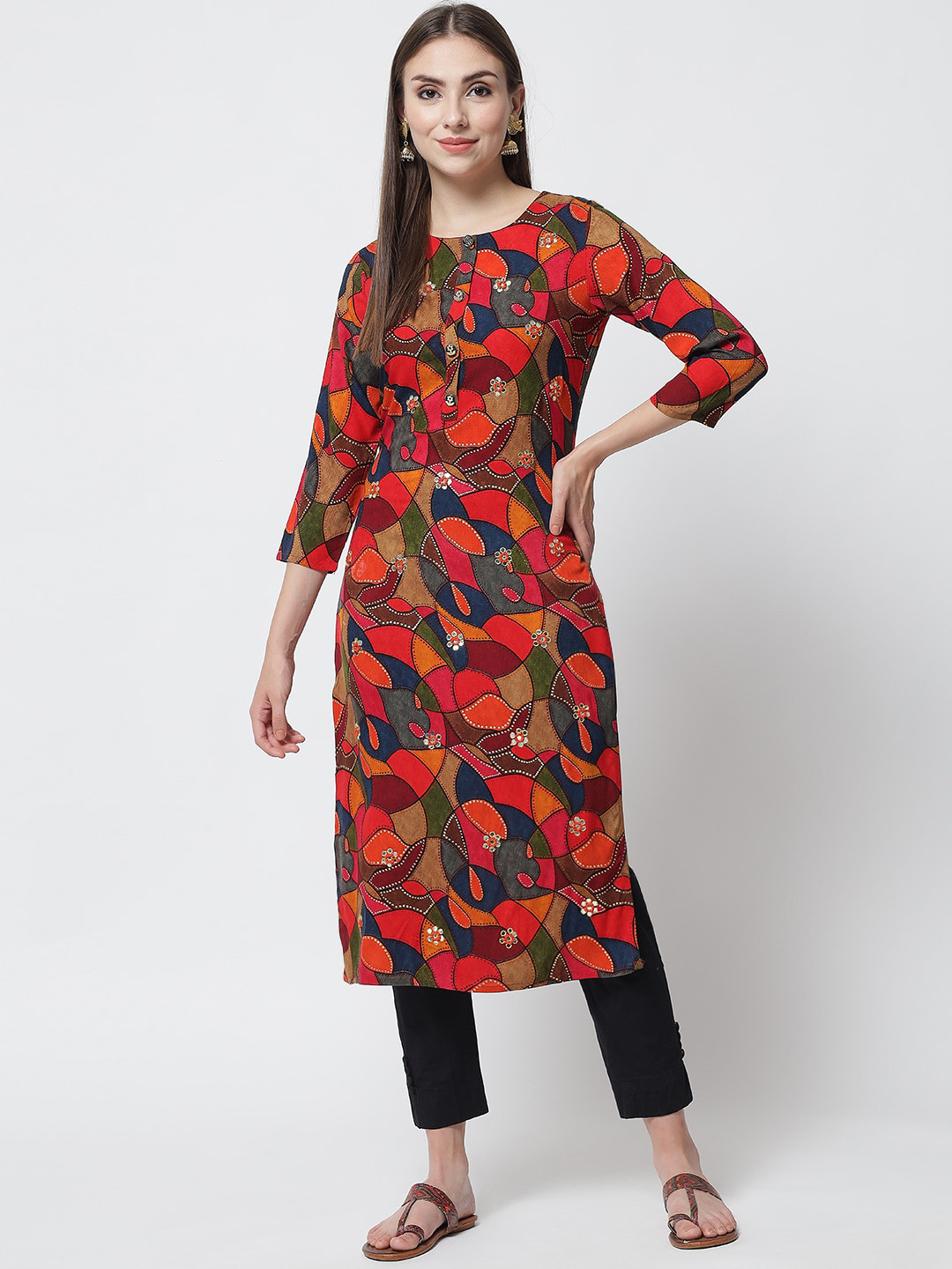 

Pankvi Women Multicoloured Printed Kurta, Multi