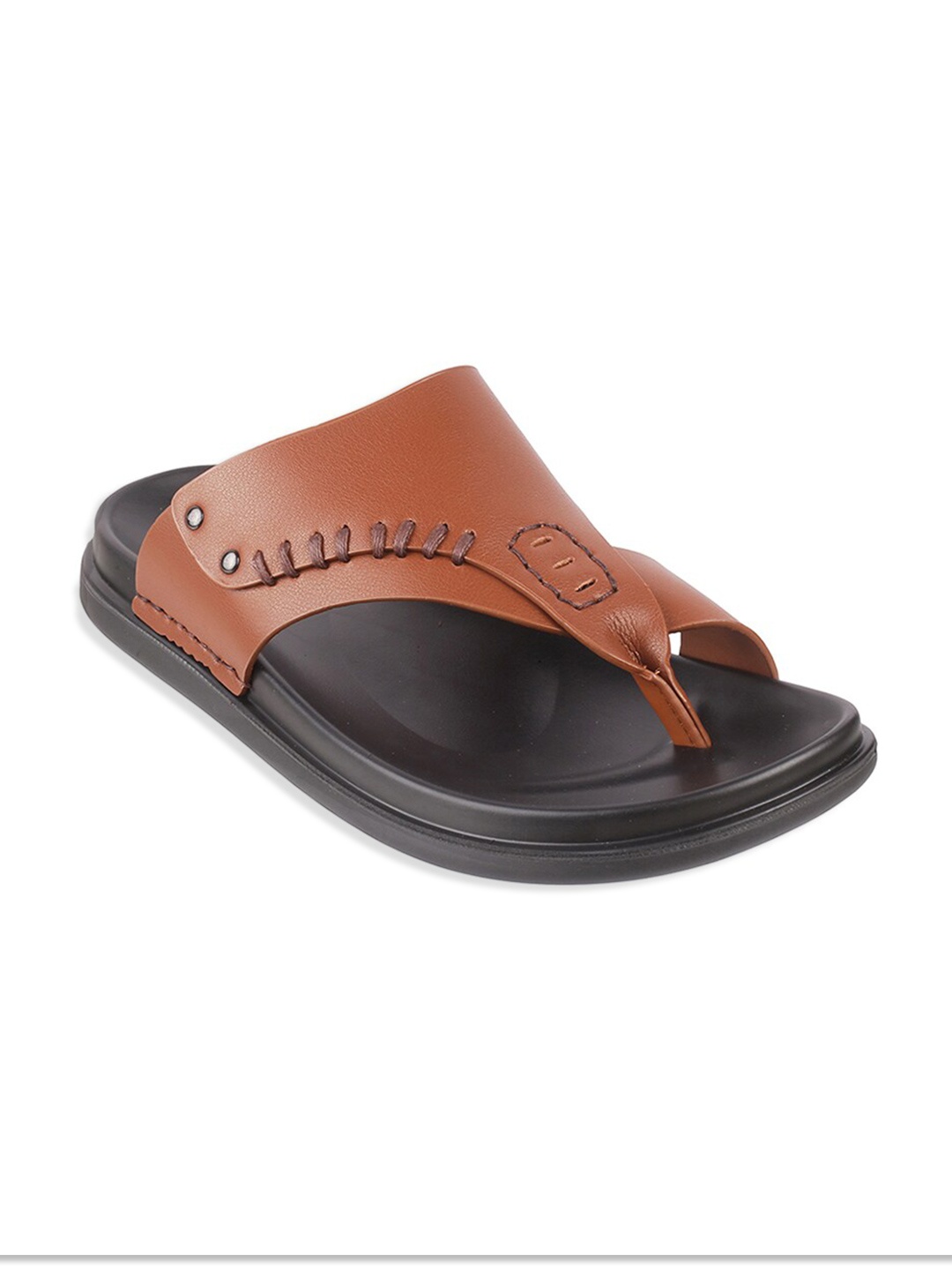 

DAVINCHI Men Tan Leather Comfort Sandals