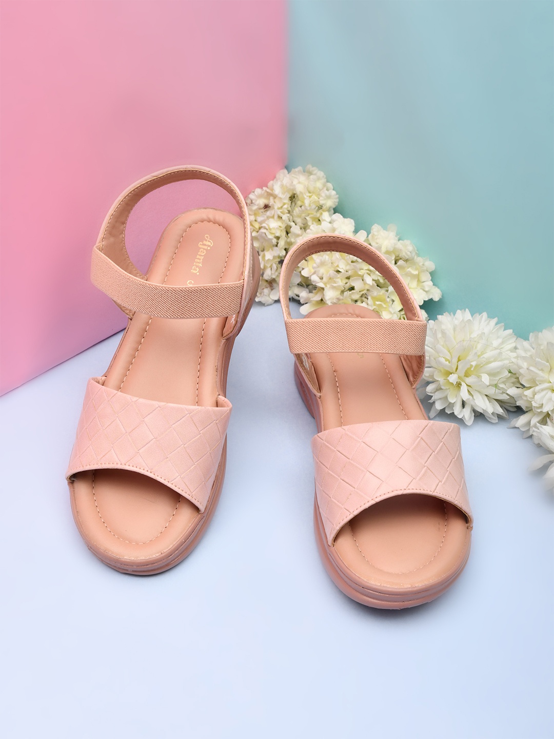 

Ajanta Pink Textured Platform Sandals
