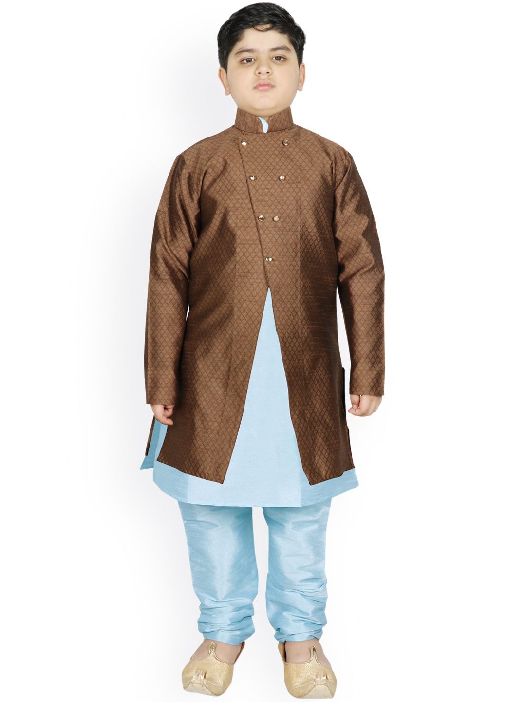 

SG YUVRAJ Boys Brown Raw Silk Kurta with Pyjamas