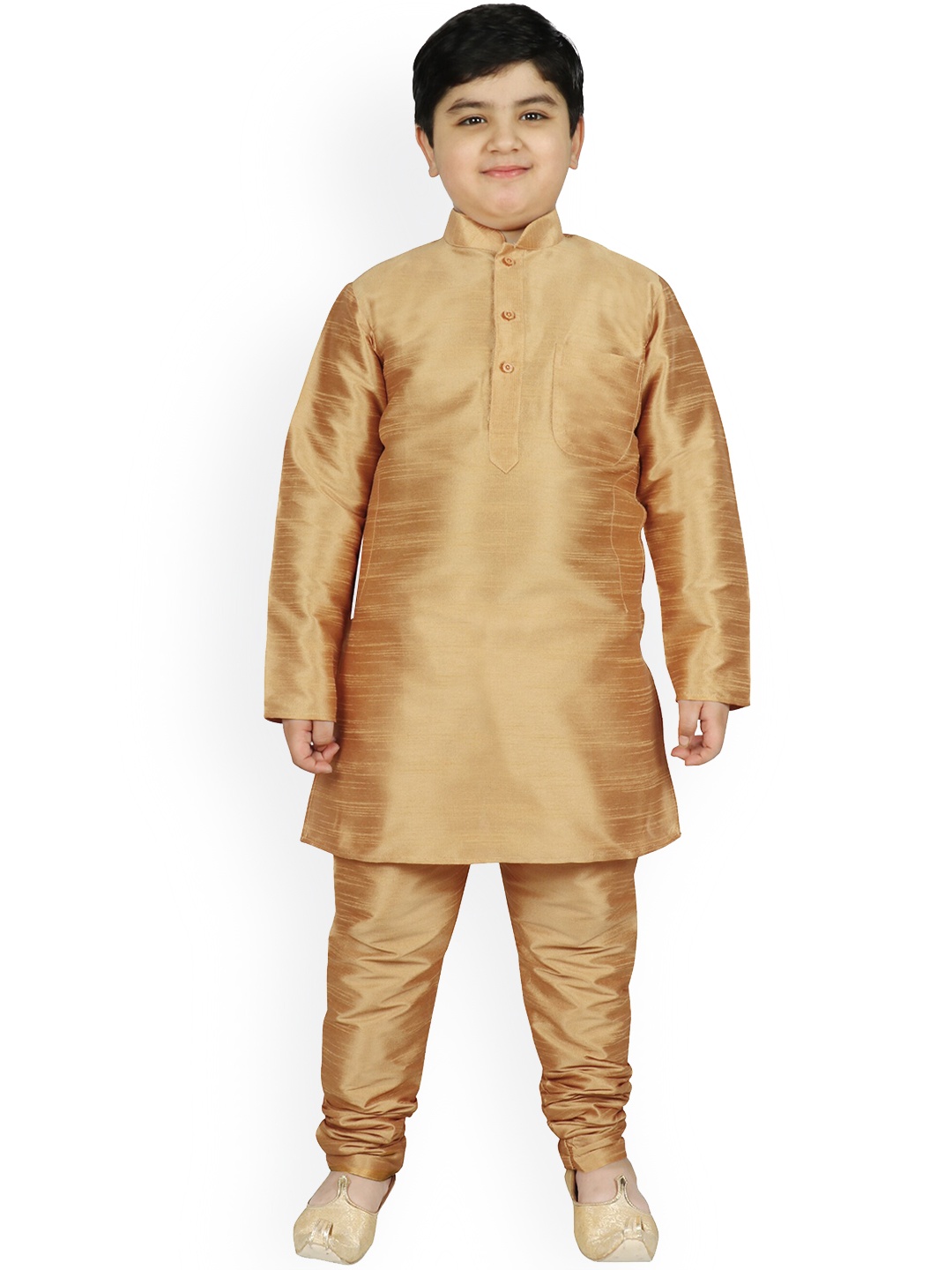 

SG YUVRAJ Boys Burgundy Layered Raw Silk Kurta with Pyjamas