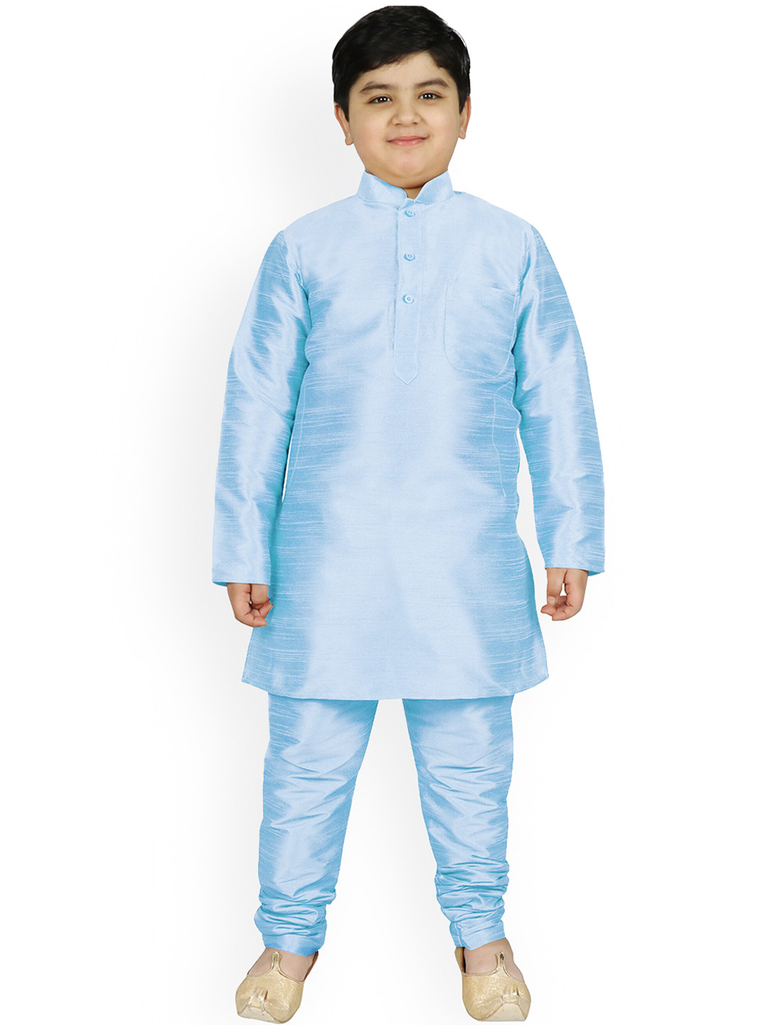 

SG YUVRAJ Boys Maroon & Blue Raw Silk Kurta with Churidar