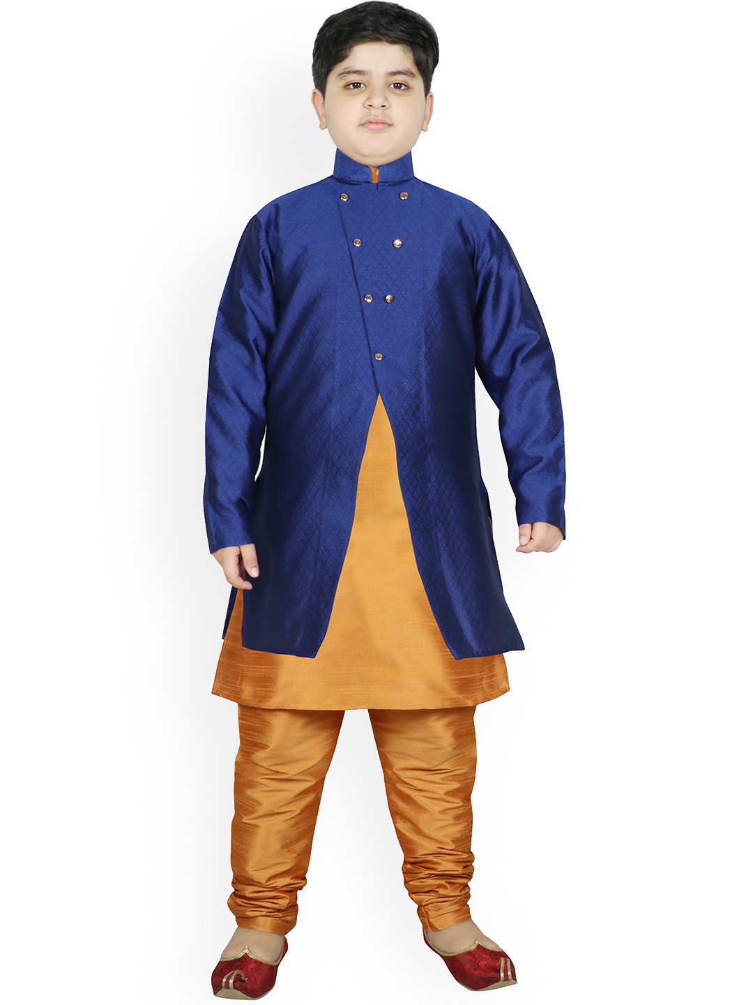 

SG YUVRAJ Boys Blue Raw Silk Kurta with Trousers With Jacket
