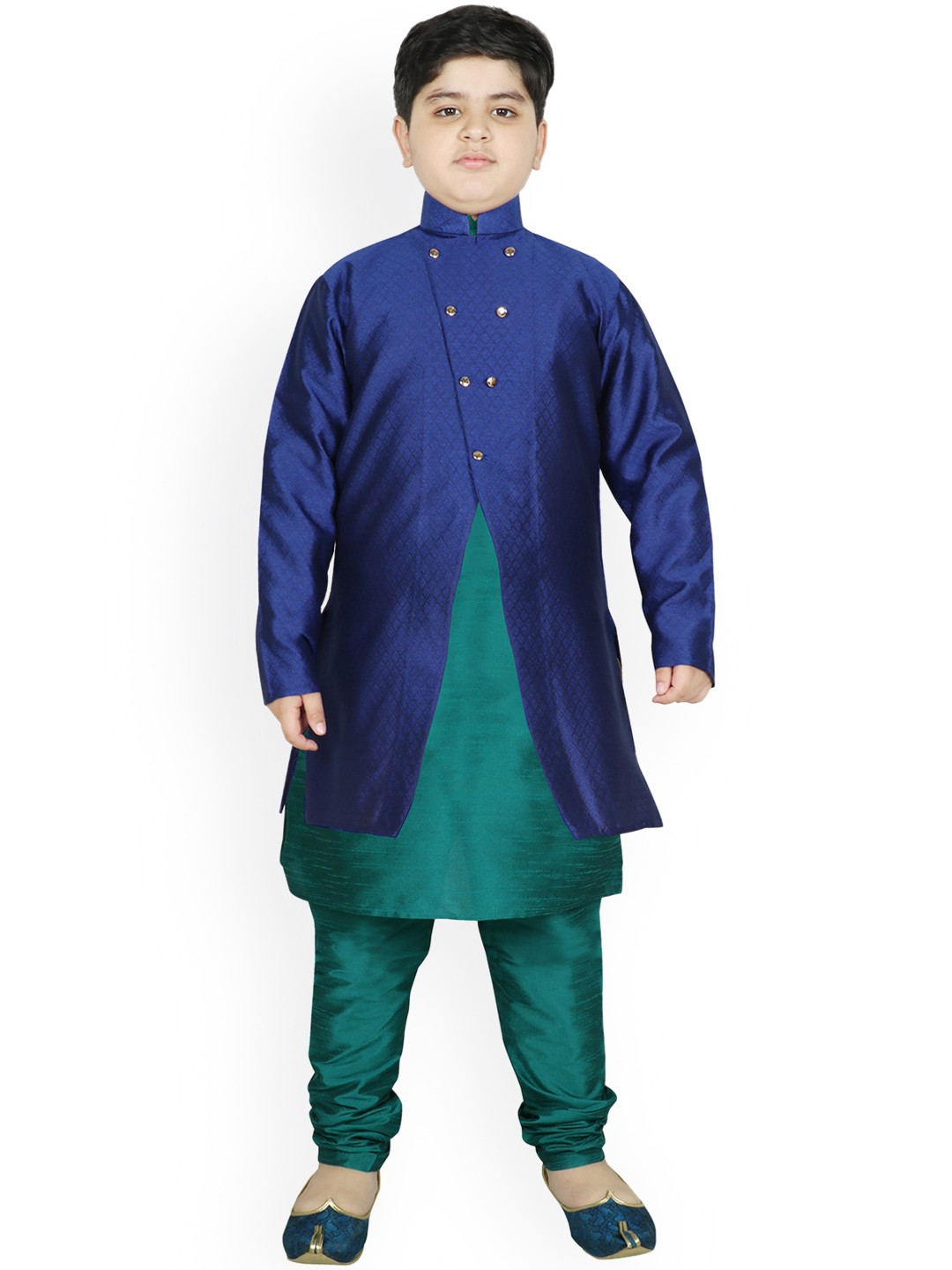 

SG YUVRAJ Boys Blue Raw Silk Kurta with Salwar