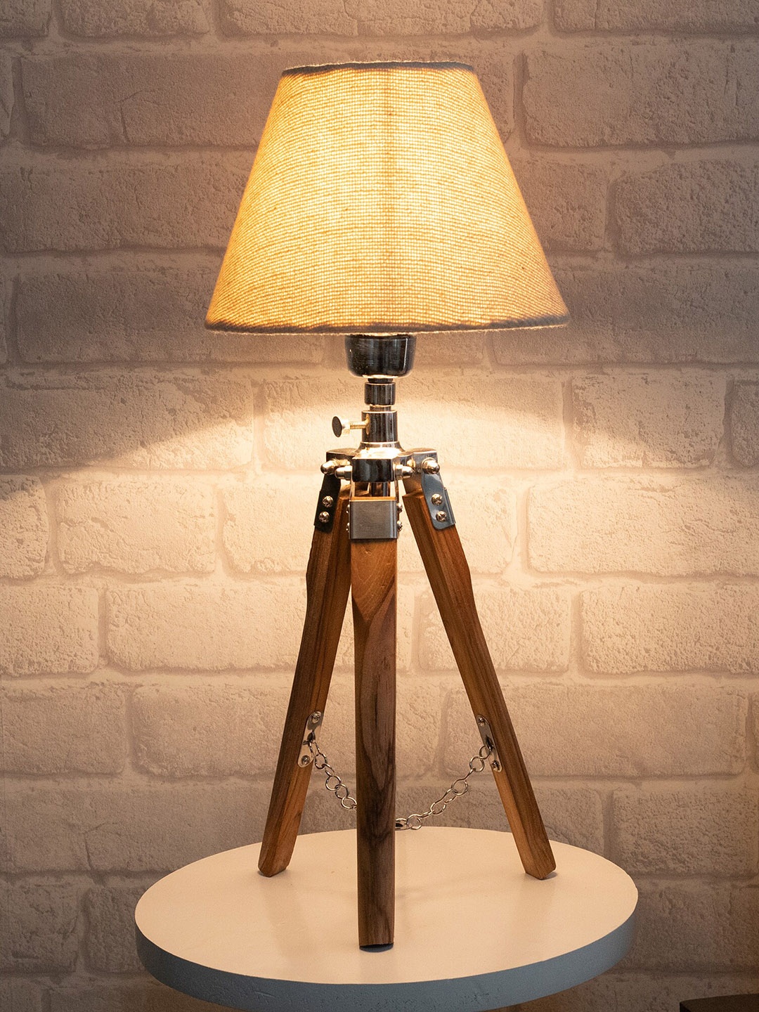 

Homesake White & Brown Solid Tripod Table Lamp With Jute Shade