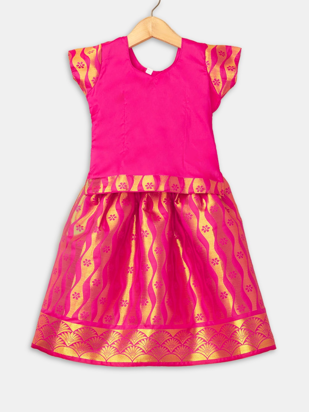 

Hopscotch Girls Purple Printed Ready to Wear Lehenga