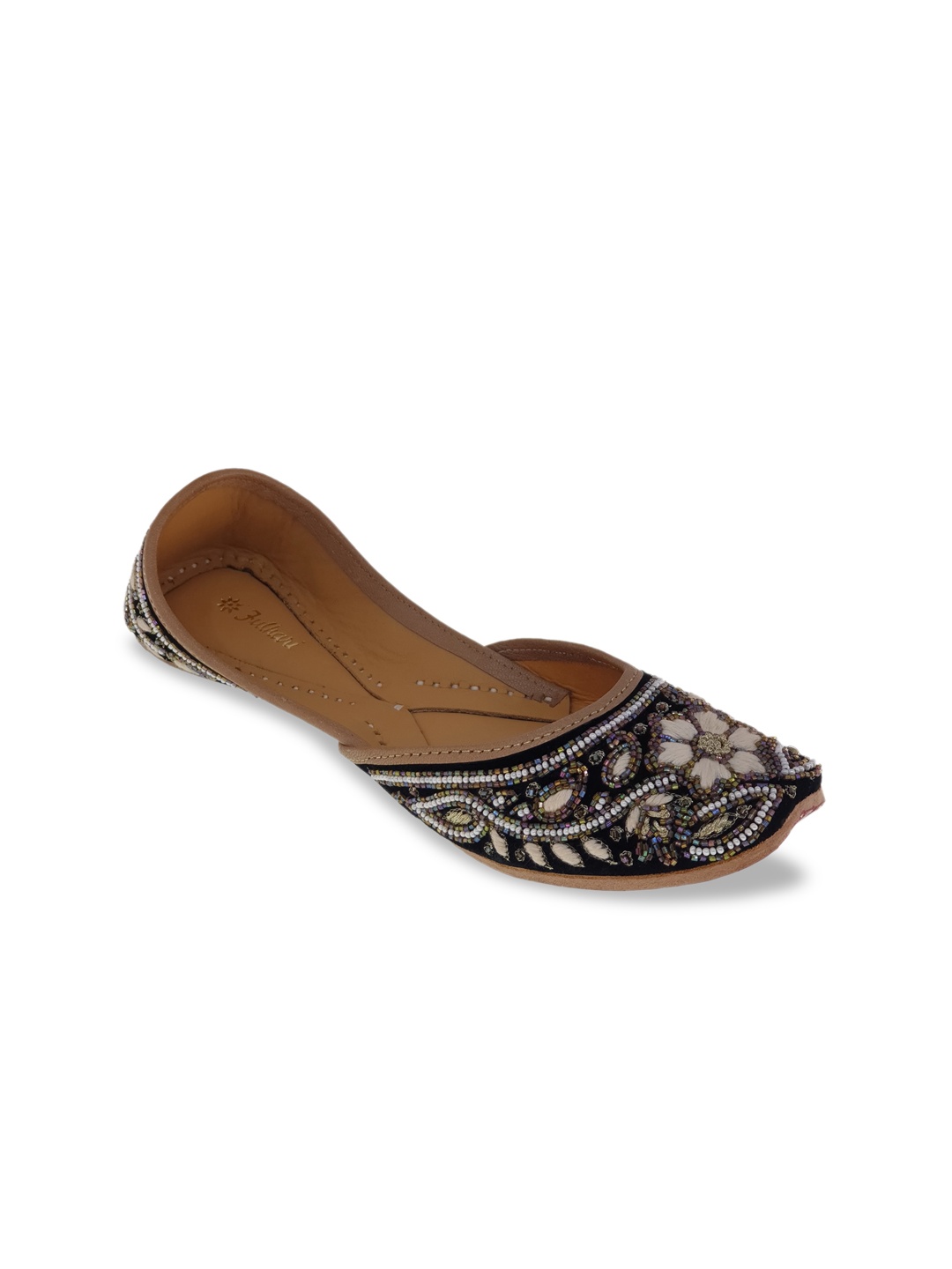 

Fulkari Women Black Embellished Ethnic Mojaris Flats