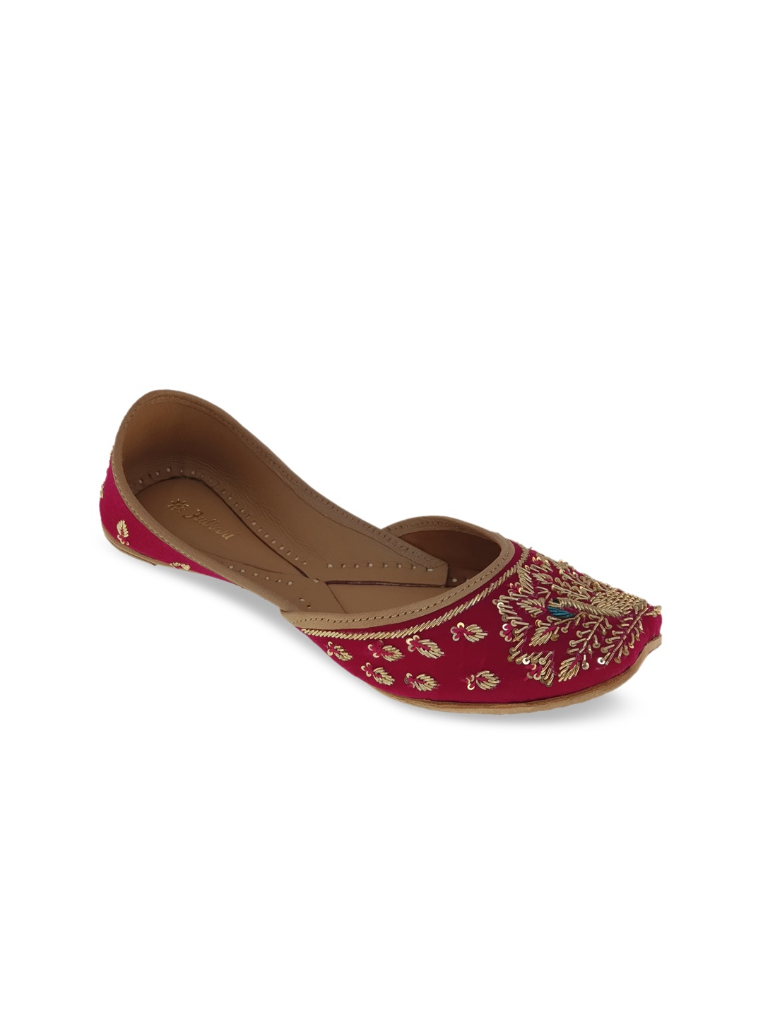 

Fulkari Women Magenta Embellished Ethnic Mojaris Flats