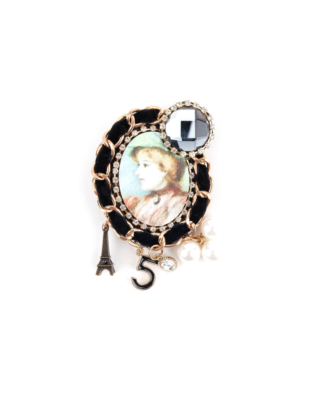 

ODETTE Silver-Toned Stone Studded Brooch