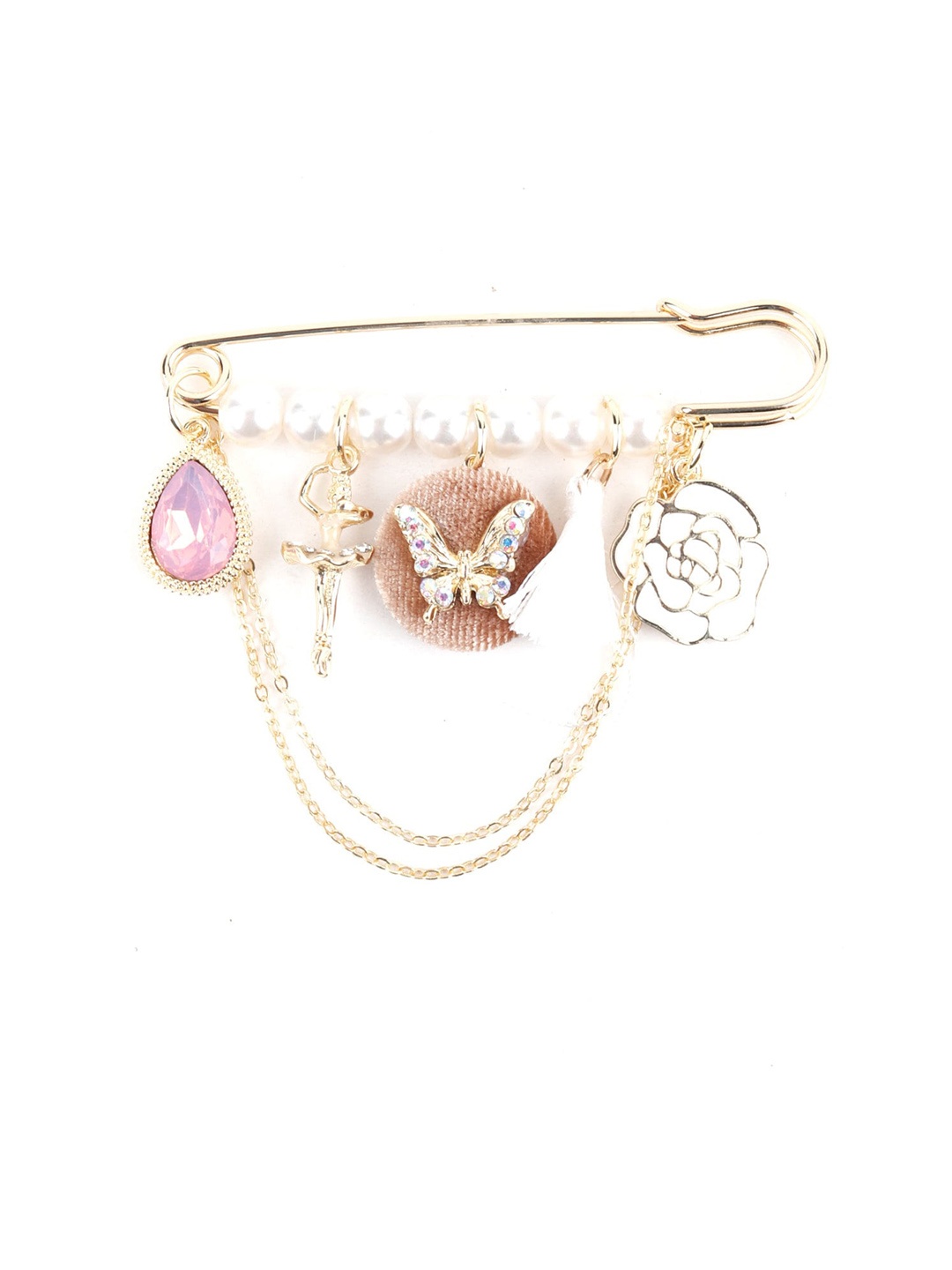 

ODETTE Women Black & Gold-Toned Statement Brooch