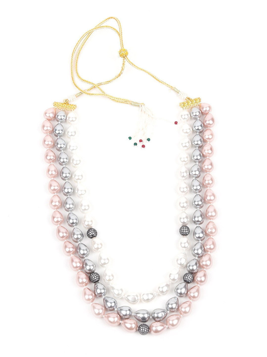 

ODETTE Gold-Toned & White Pearl Beaded Layered Jewellery Set