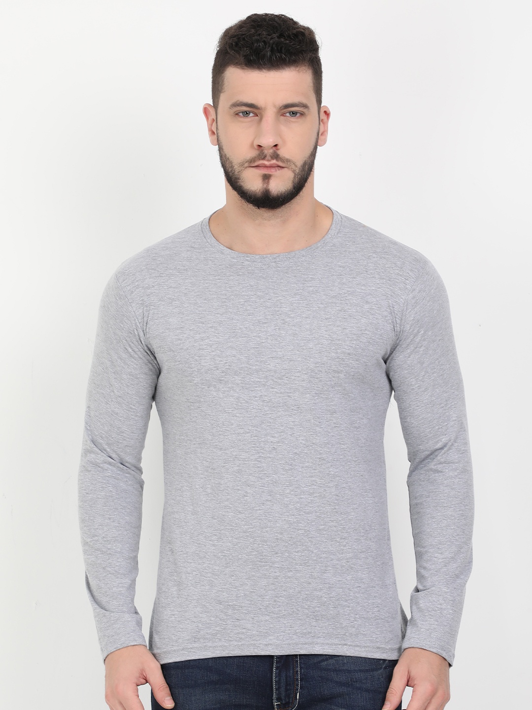 

Fleximaa Men Grey Melange Applique T-shirt