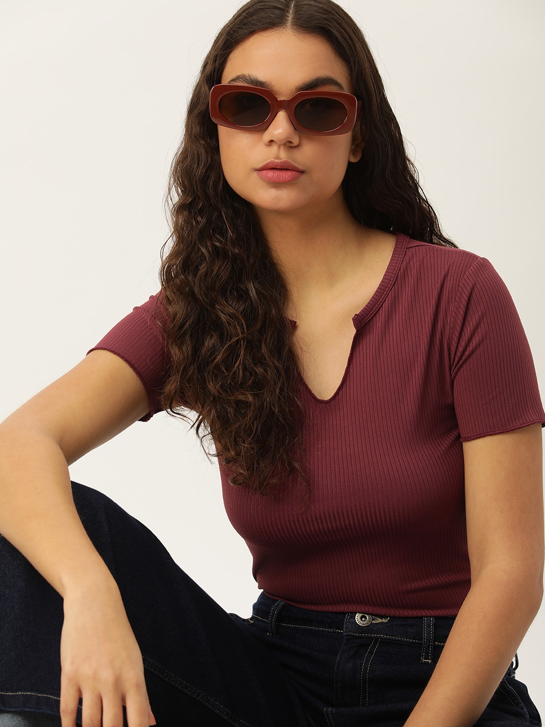 

Kook N Keech Fitted Top, Maroon