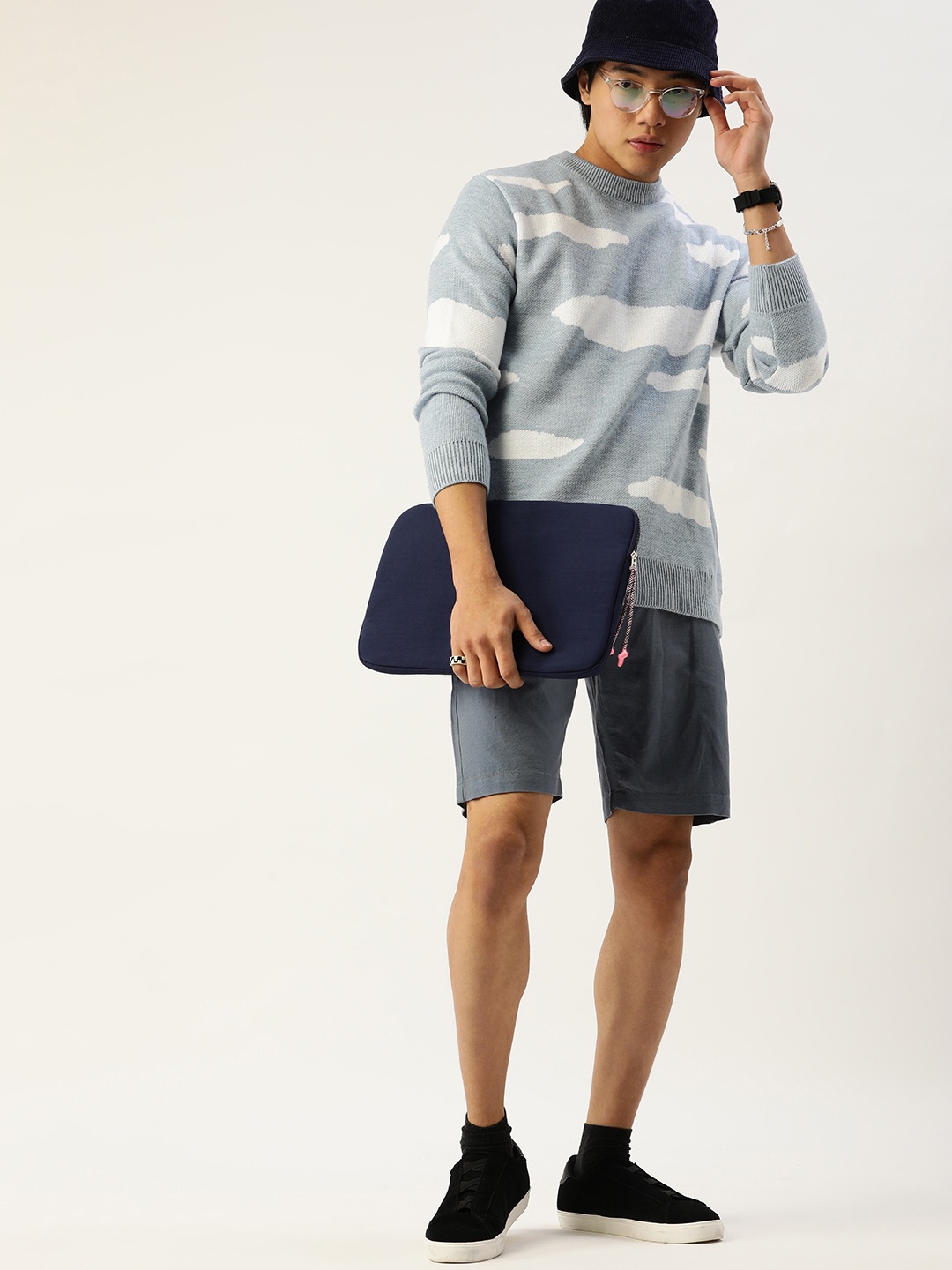 

Kook N Keech Men Blue & White Printed Round Neck Knitted Pullover