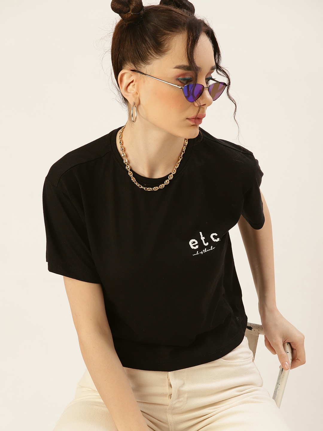 

Kook N Keech Women Black Solid T-shirt
