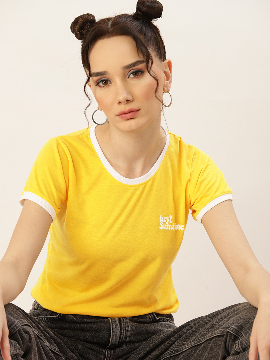 

Kook N Keech Women Yellow Typography Printed T-shirt