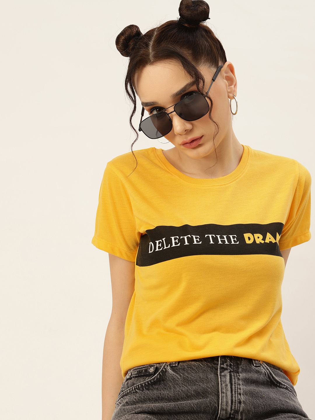 

Kook N Keech Women Yellow Typography Printed T-shirt