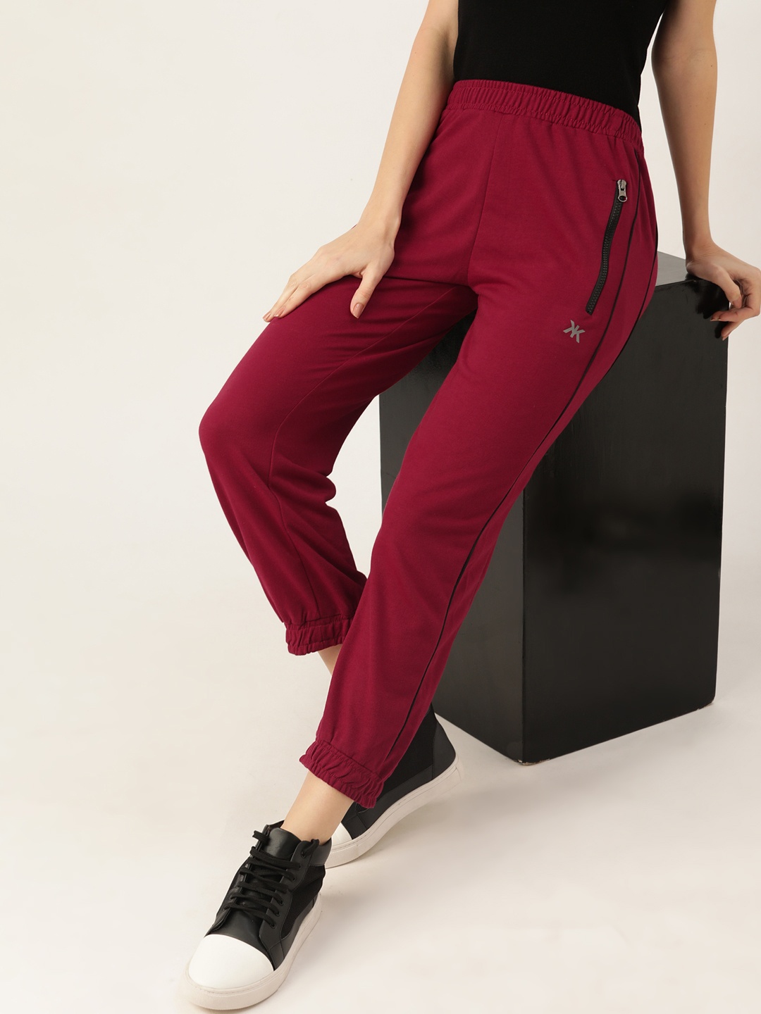 

Kook N Keech Women Burgundy Solid Joggers