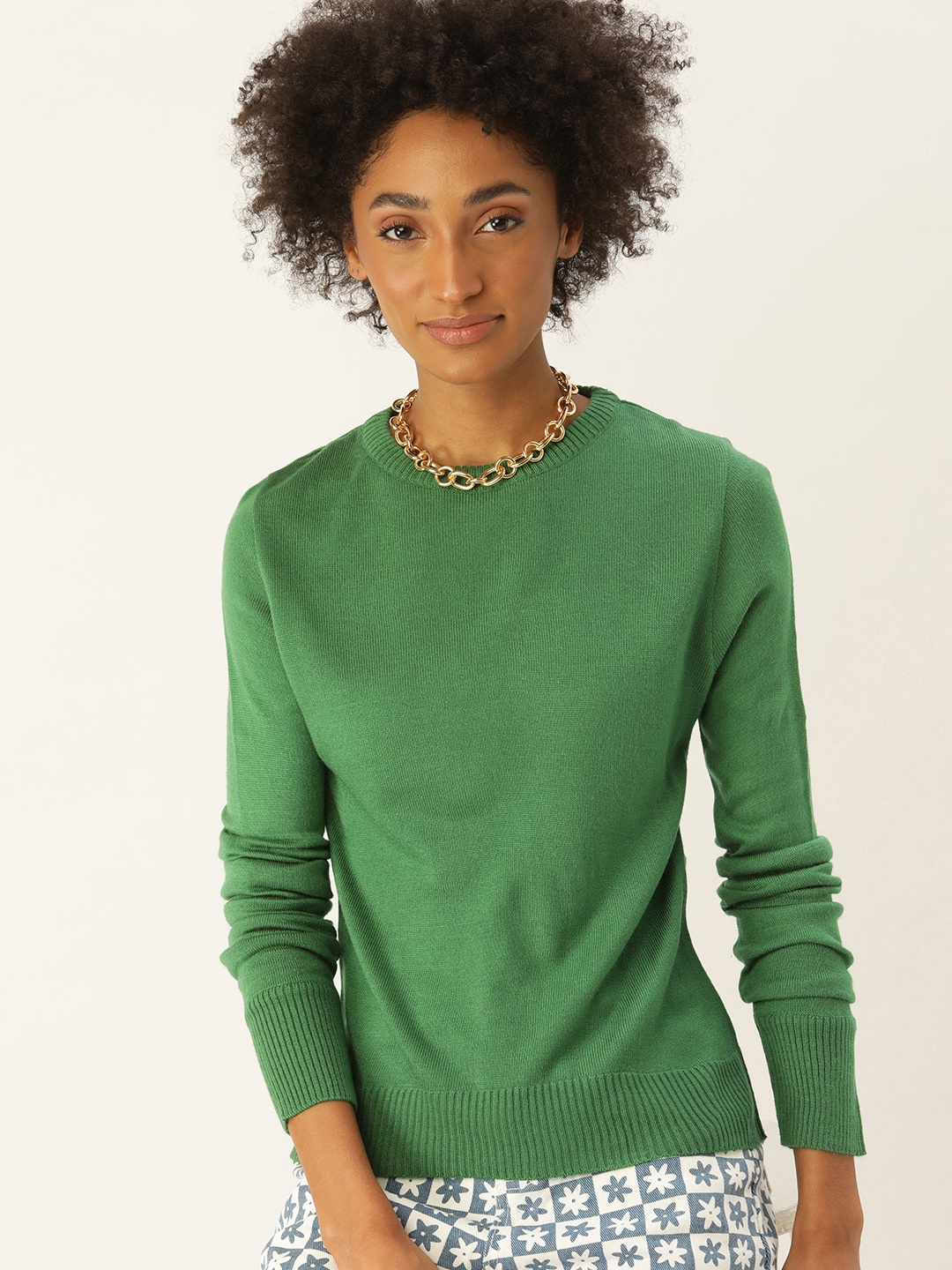 

Kook N Keech Women Green Solid Pullover Sweater