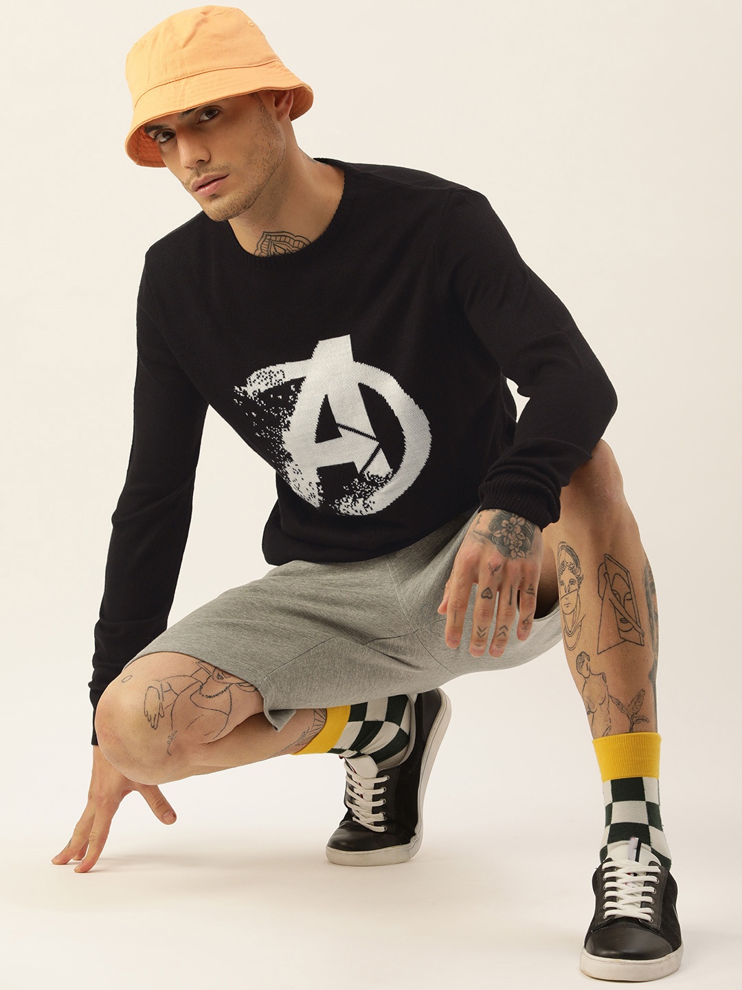 

Kook N Keech Marvel Men Black Avengers Printed Pullover