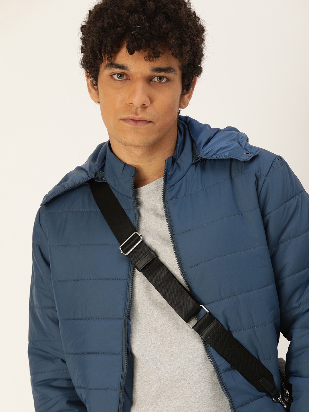 

Kook N Keech Men Blue Bomber Jacket with Detachable Hood