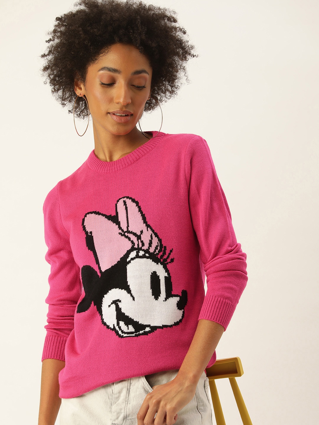 

Kook N Keech Disney Women Pink & White Minnie Mouse Printed Pullover Sweater