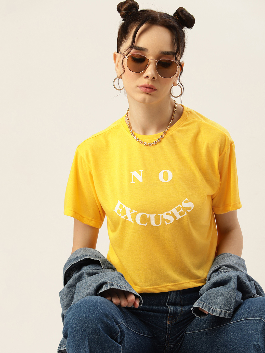 

Kook N Keech Women Yellow Typography Printed T-shirt