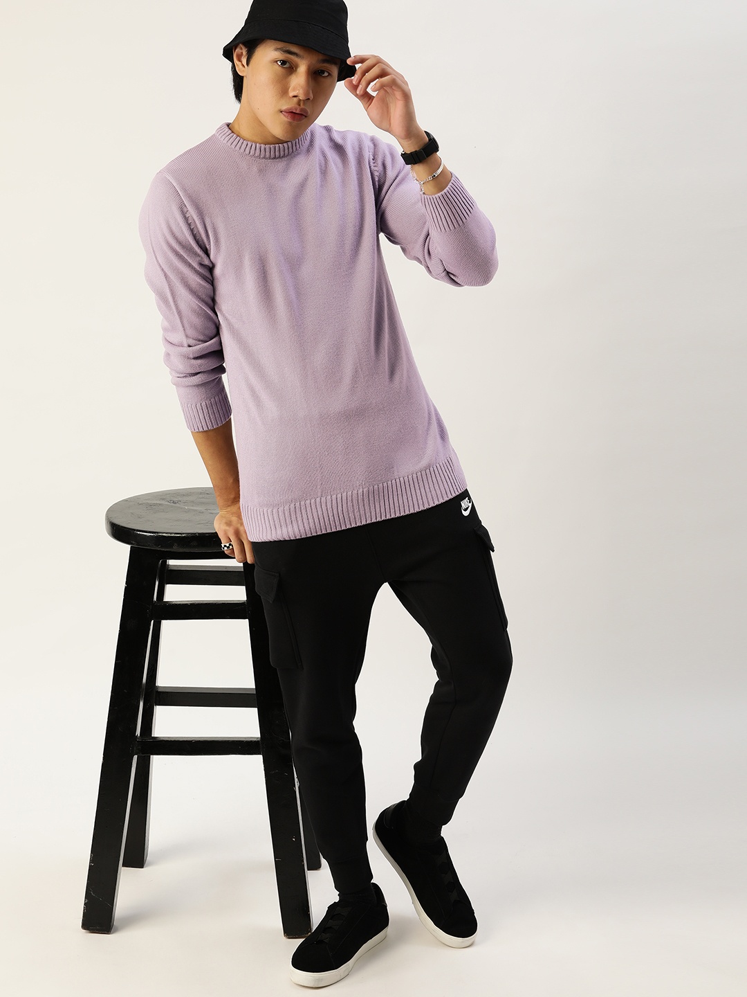 

Kook N Keech Men Lavender Round Neck Knitted Pullover