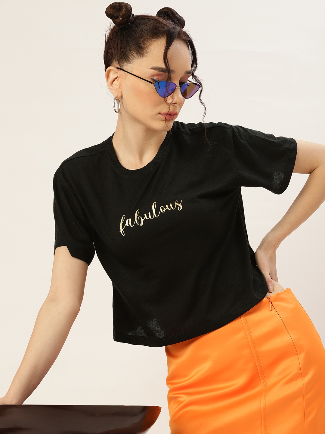 

Kook N Keech Women Black Typography Printed T-shirt
