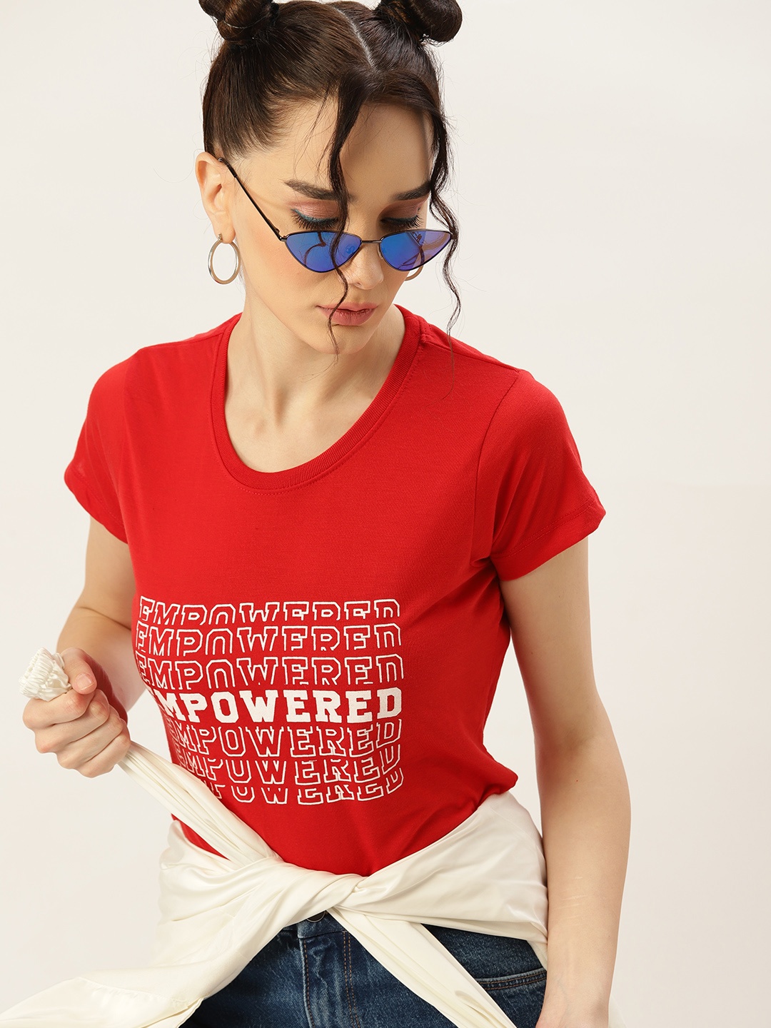 

Kook N Keech Women Red & White Typography Printed T-shirt