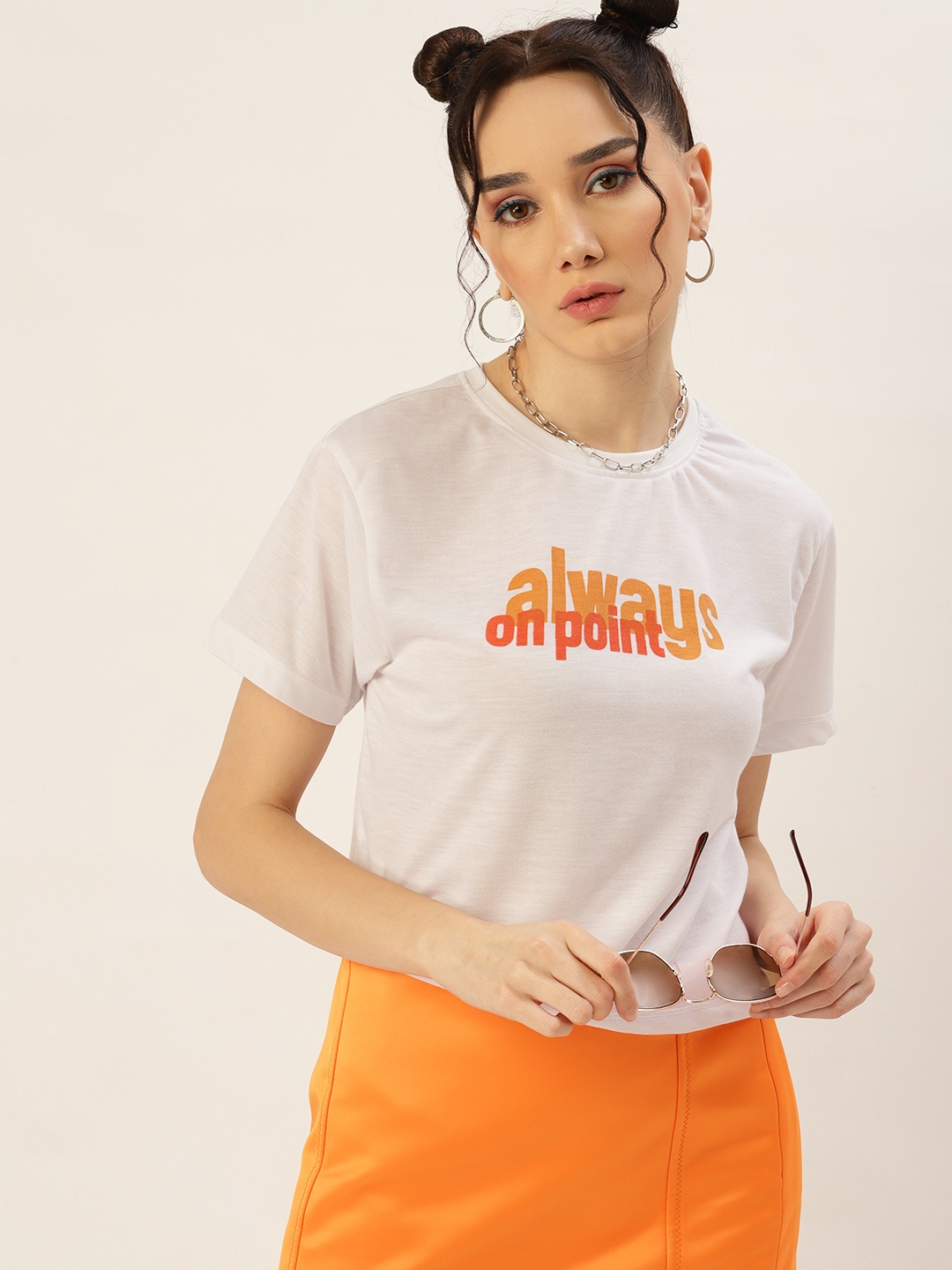 

Kook N Keech Women White Typography Printed T-shirt