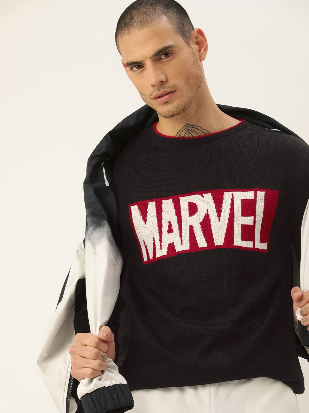 

Kook N Keech Marvel Men Black Printed Pullover