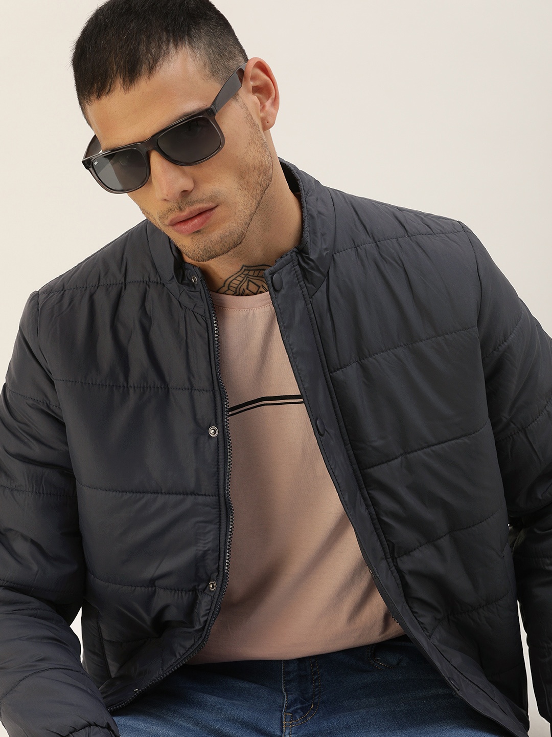 

Kook N Keech Men Navy Blue Solid Puffer Jacket