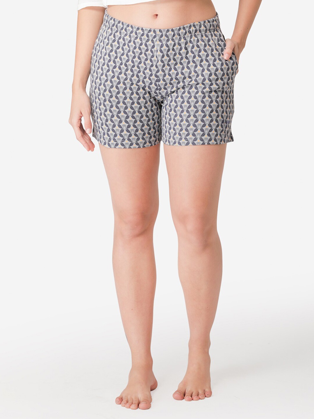 

Vami Women Grey & Yellow Printed Lounge Shorts