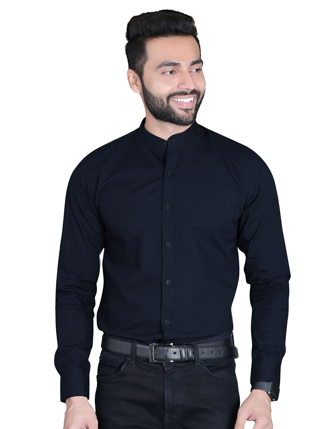 

5TH ANFOLD Men Navy Blue Slim Fit Formal Shirt Plus Size