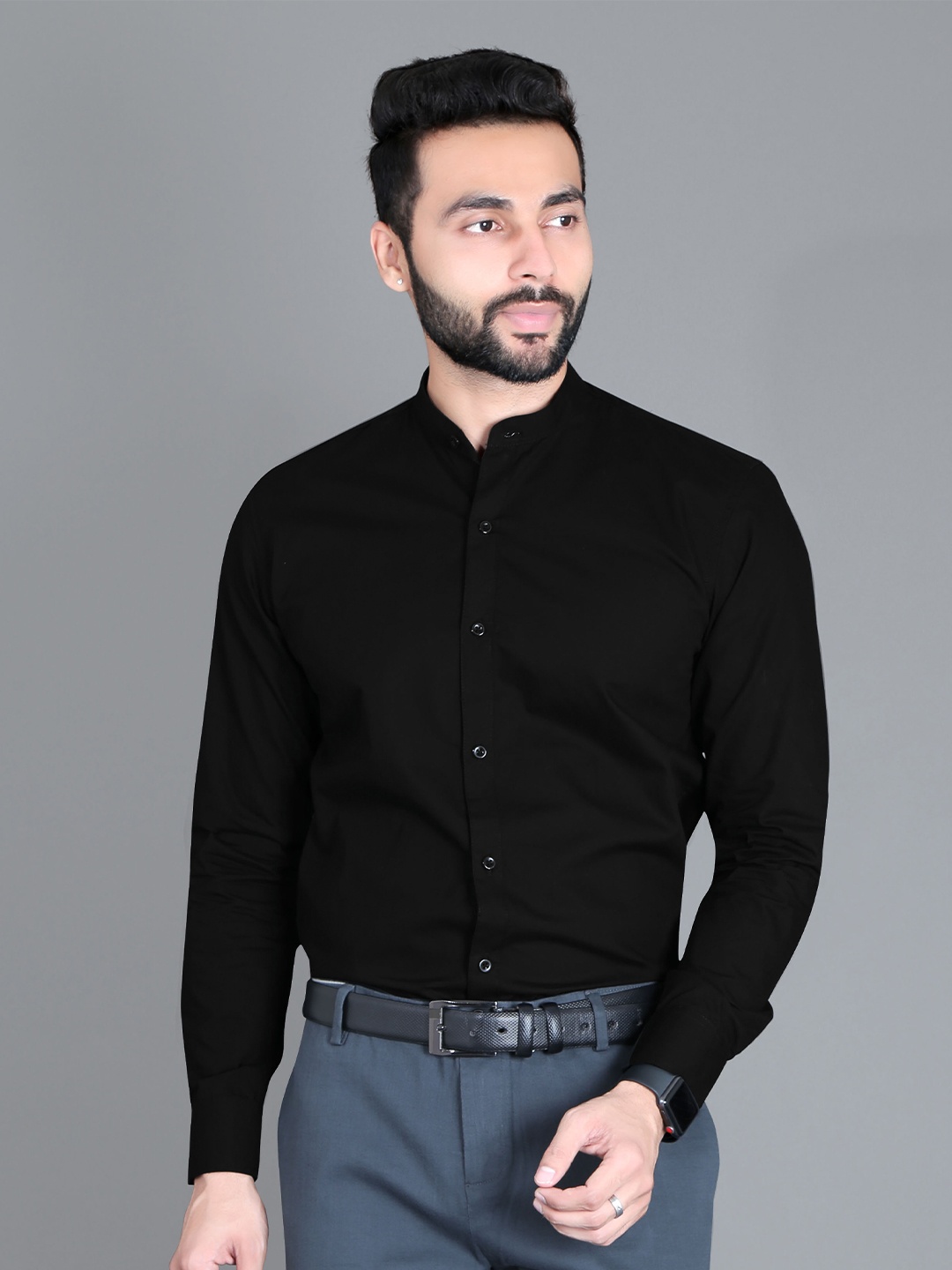 

5TH ANFOLD Men Black Slim Fit Formal Shirt