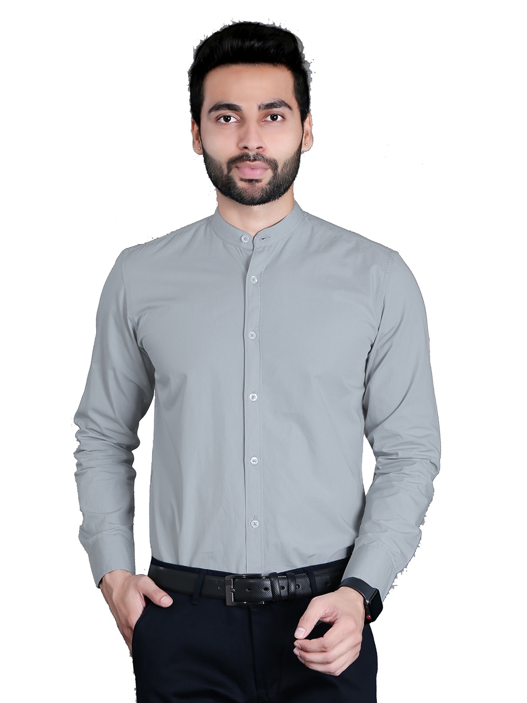 

5TH ANFOLD Men Grey Melange Slim Fit Formal Shirt