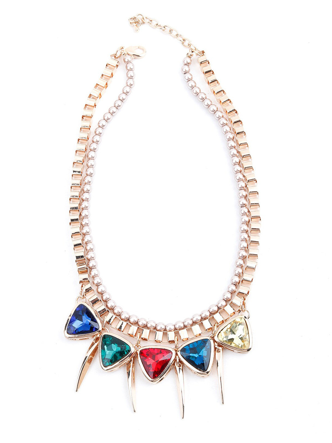 

ODETTE Gold-Toned & Multicolored Rhinestone Necklace