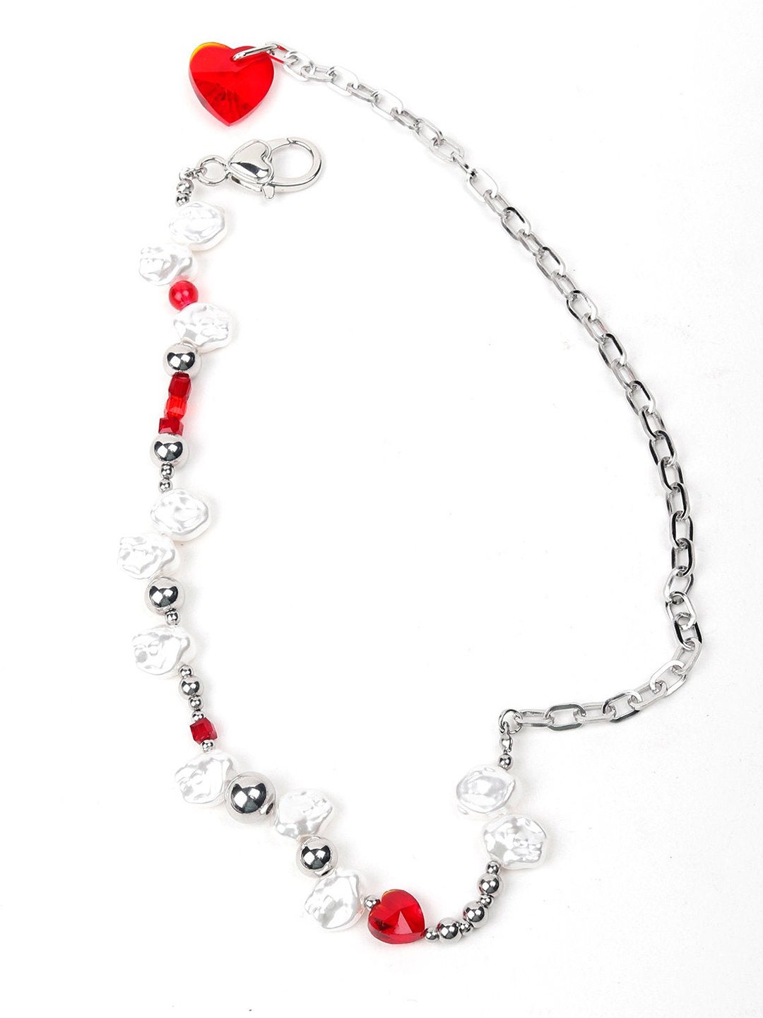 

ODETTE Silver-Toned & Red Necklace