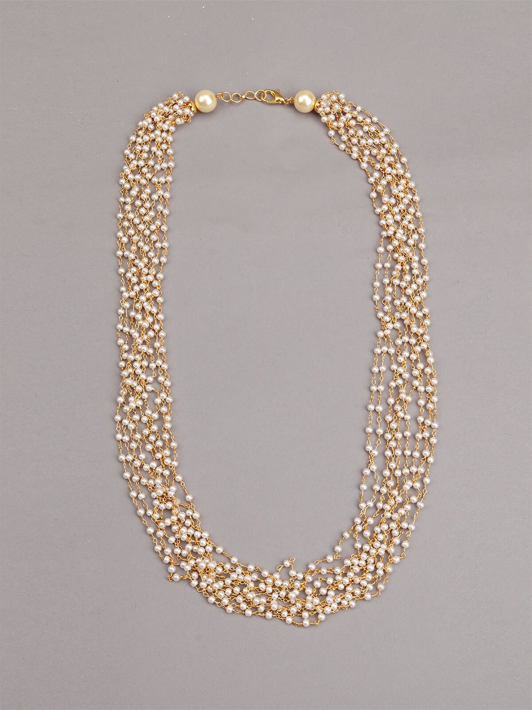 

ODETTE White & Gold-Toned Pearl Beaded Statement Necklace