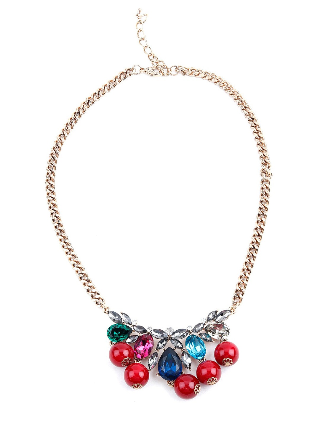 

ODETTE Gold-Toned & Blue Stone Beaded Minimal Necklace