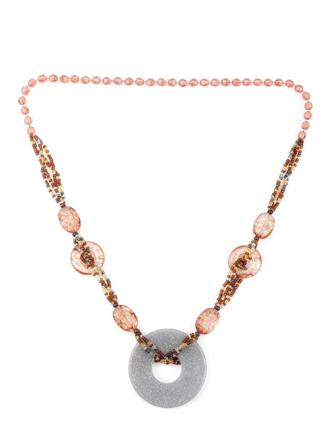 

ODETTE Pink & Grey Artificial Beads Necklace